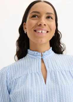 bonprix bonprix Blusa a rayas azul pálido-blanco lana con rayas Discount