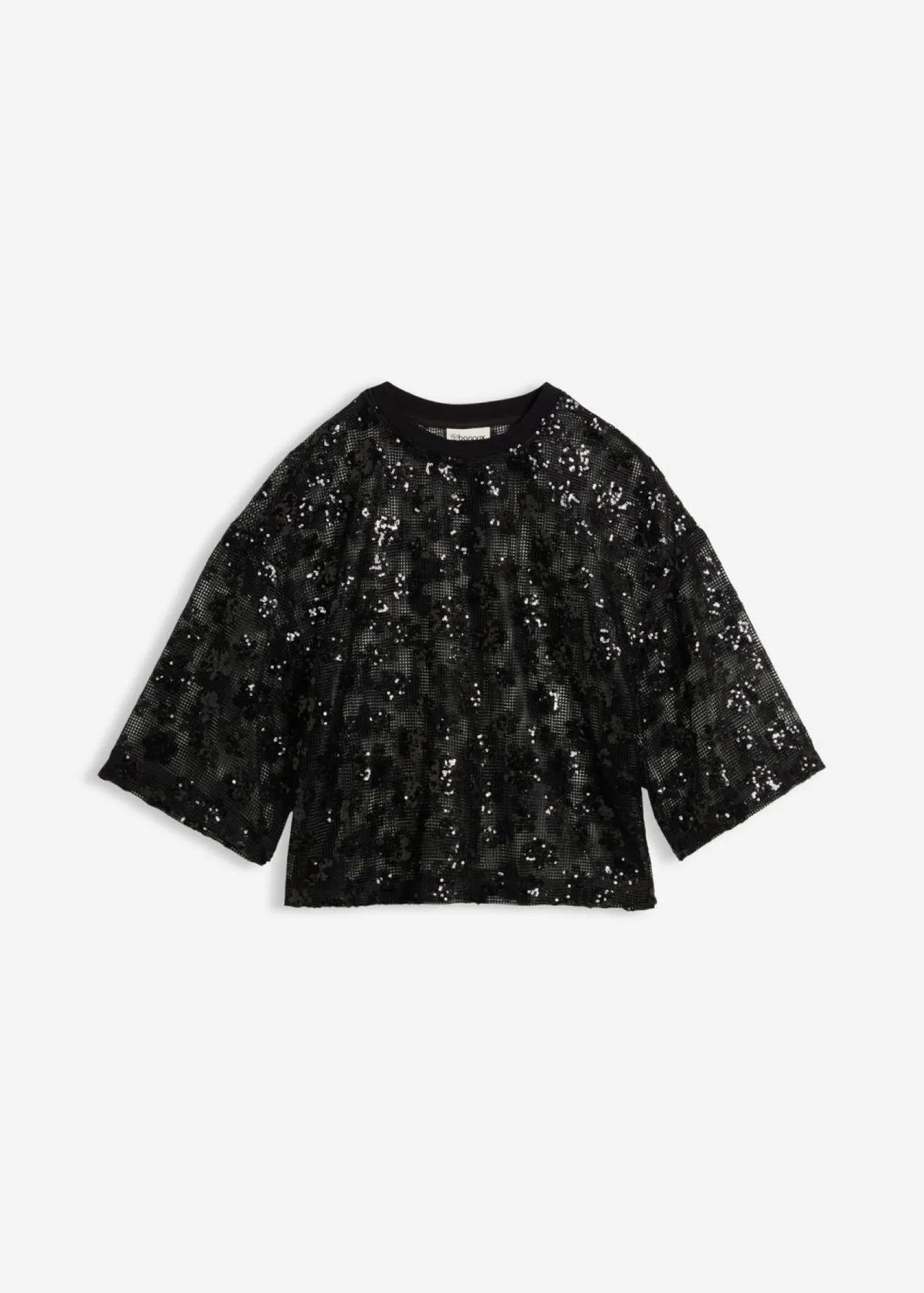 bonprix bonprix Blusa ancha con lentejuelas de calidad Negro Discount