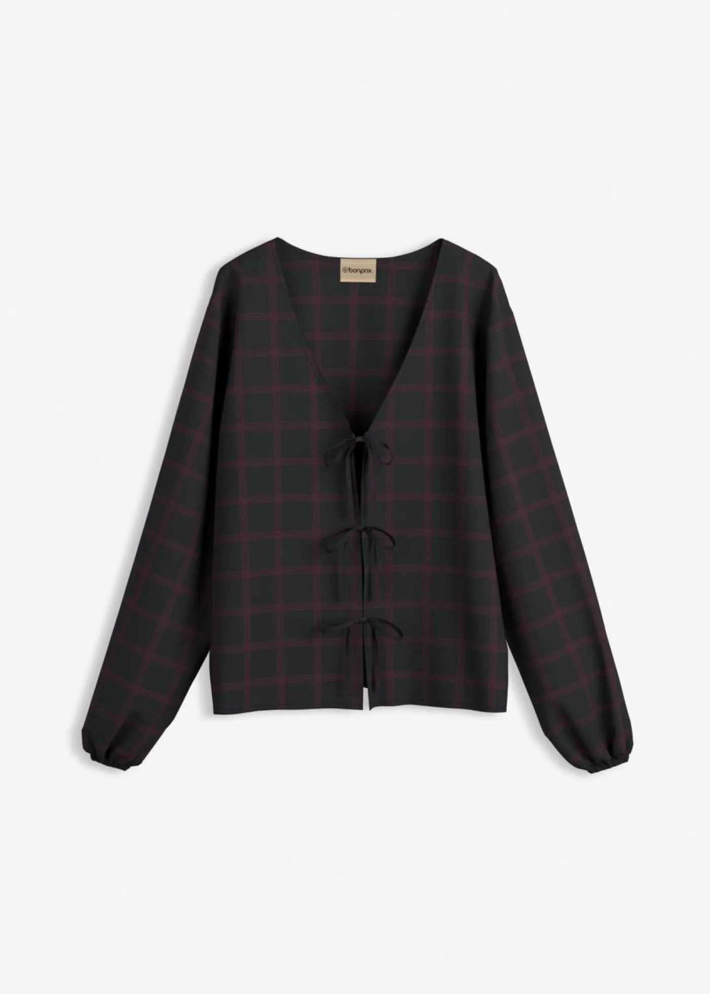 bonprix bonprix Blusa ancha de viscosa suave negro-rojo avellana Discount