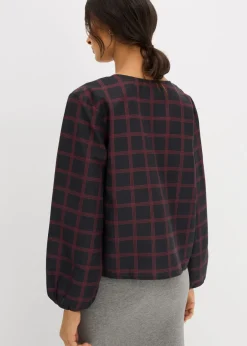 bonprix bonprix Blusa ancha de viscosa suave negro-rojo avellana Discount