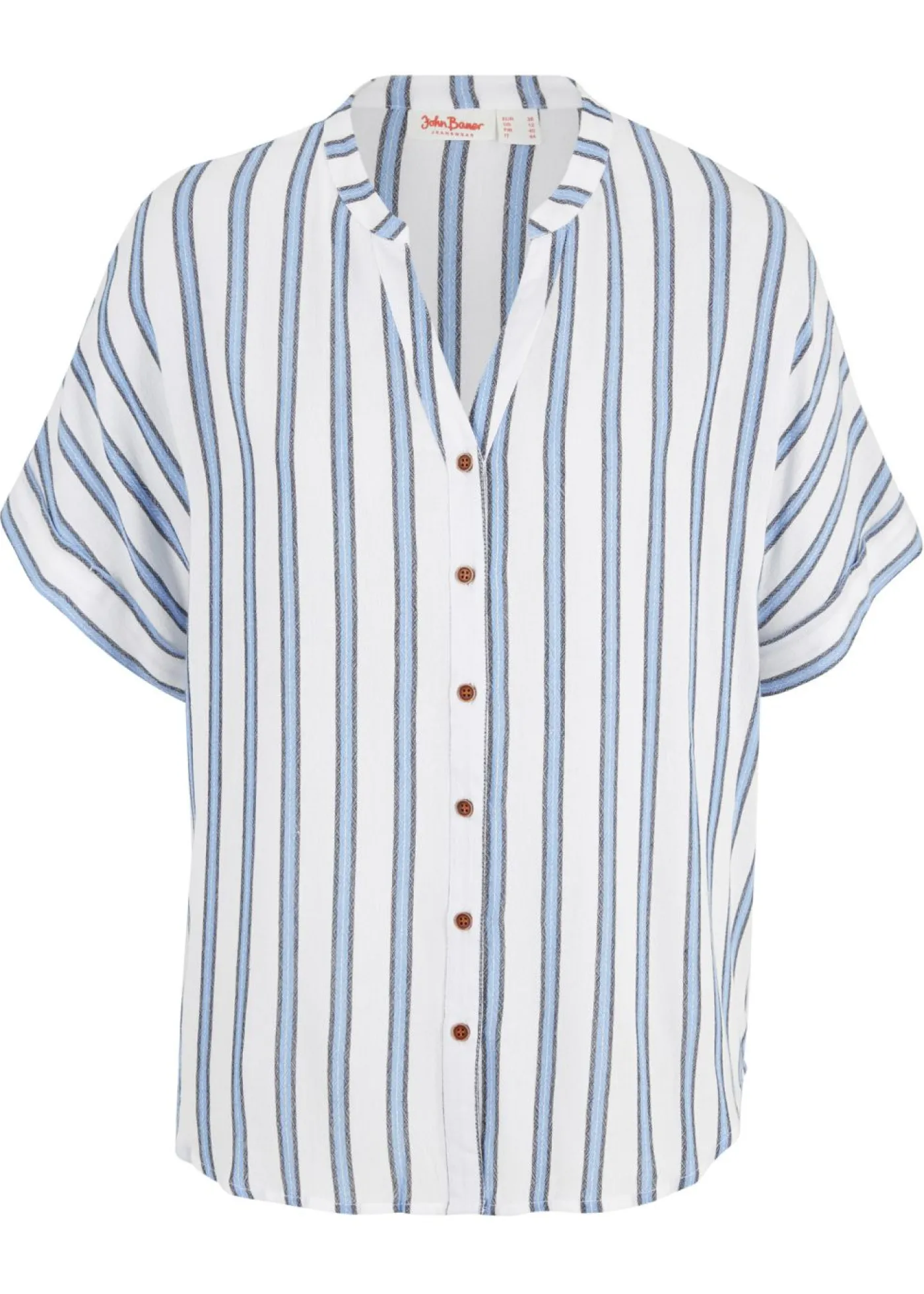 bonprix bonprix Blusa arrugada de viscosa fluida Azul de rayas Discount