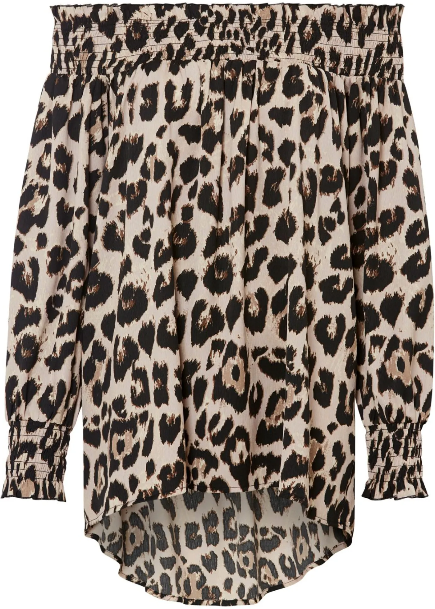 bonprix bonprix Blusa asimétrica Beige tiza-marrón con estampado de leopardo New