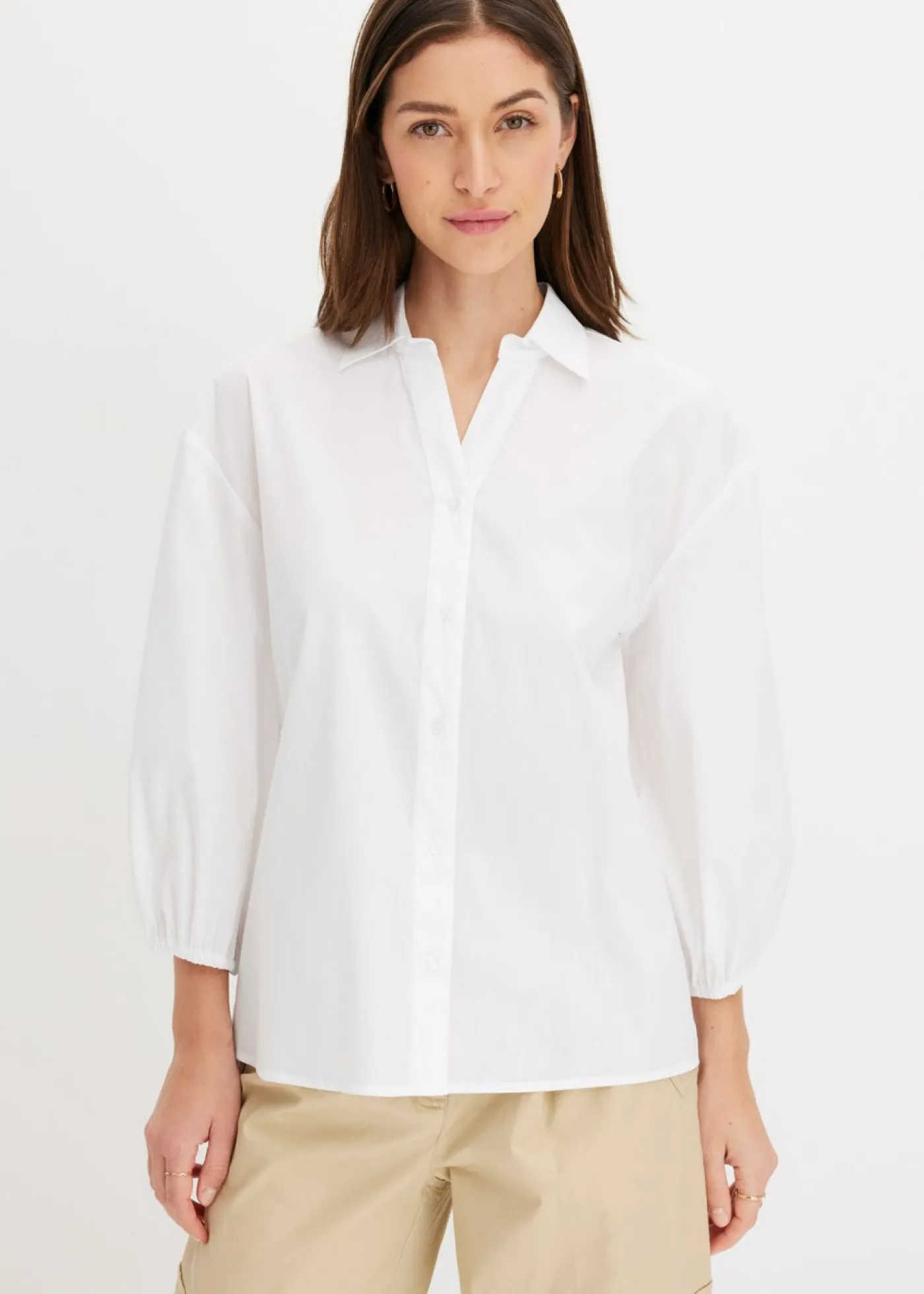 bonprix bonprix Blusa asimétrica con mangas abullonadas Blanco Best