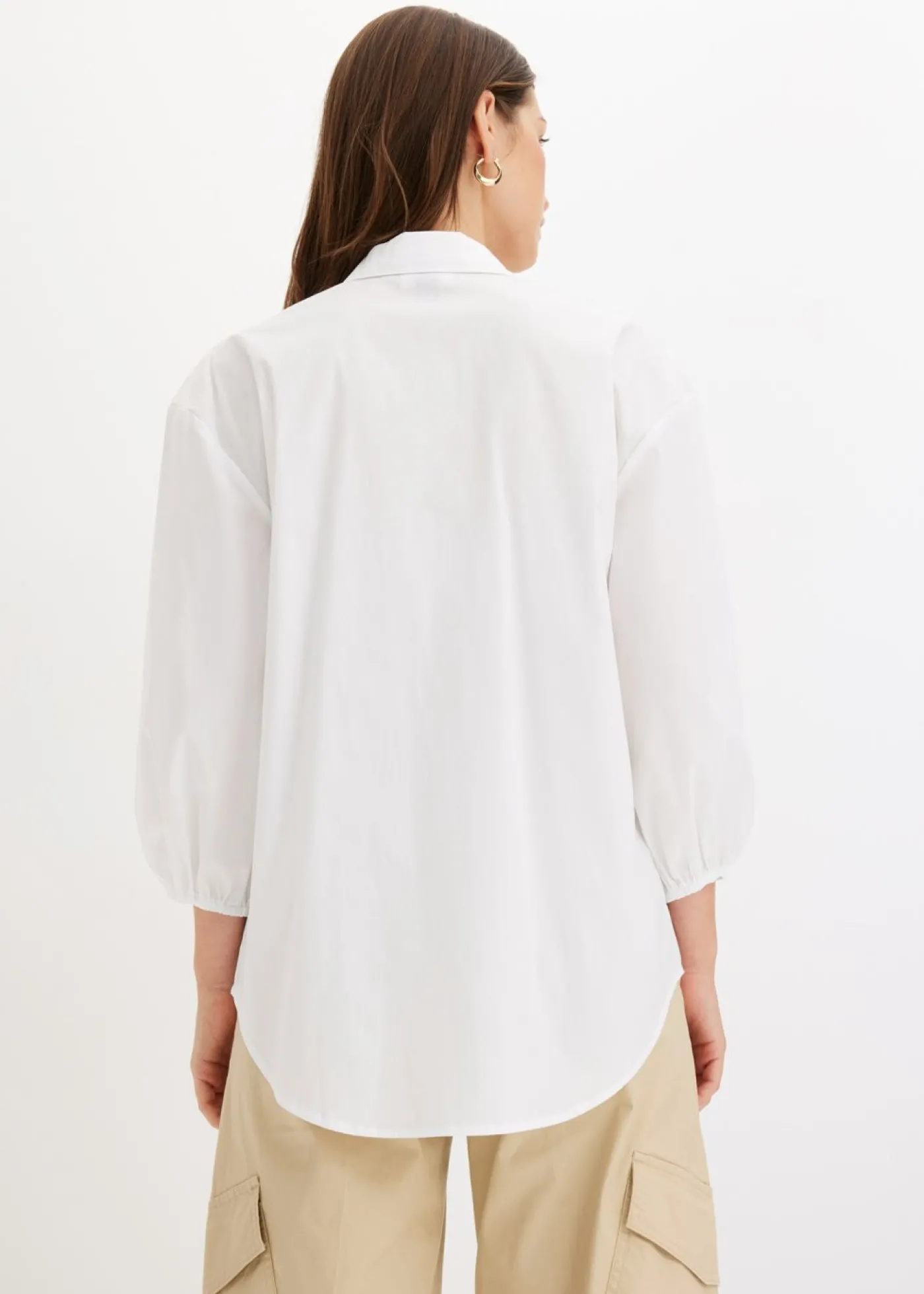 bonprix bonprix Blusa asimétrica con mangas abullonadas Blanco Best