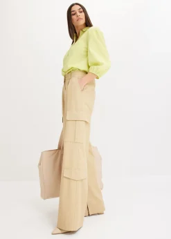 bonprix bonprix Blusa asimétrica con mangas abullonadas Verde menta