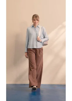 bonprix bonprix Blusa camisera de mezcla de viscosa fluida azul pálido Online