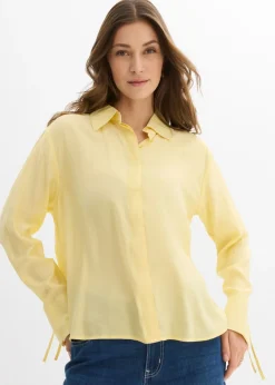 bonprix bonprix Blusa camisera de mezcla de viscosa fluida Amarillo claro Hot