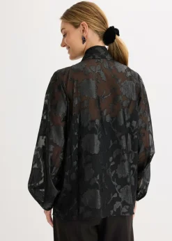 bonprix bonprix Blusa con bordado Negro Sale