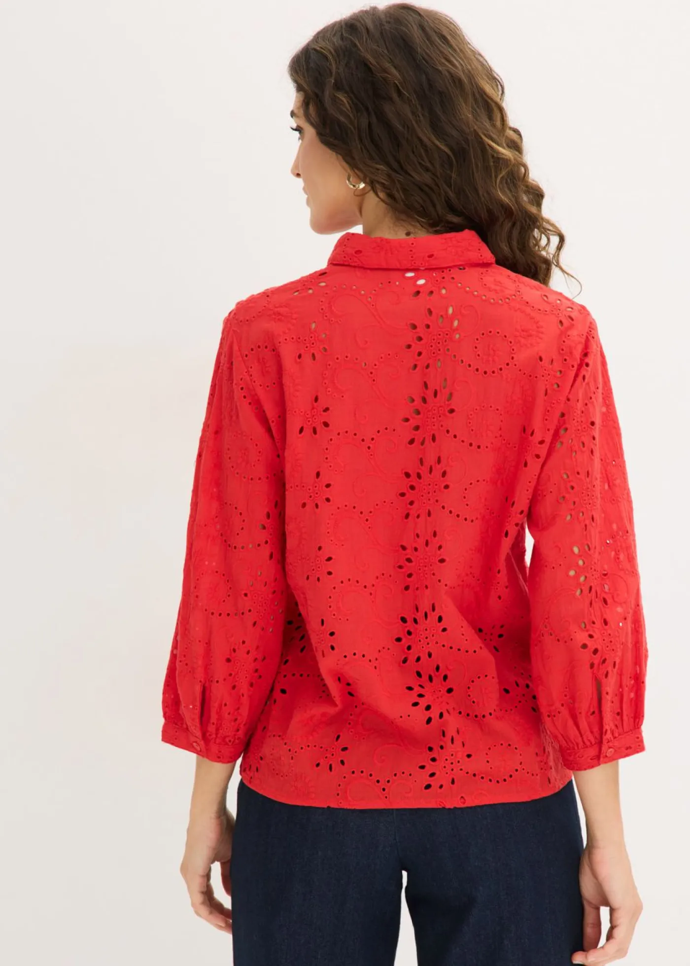 bonprix bonprix Blusa con bordado calado fresa Discount