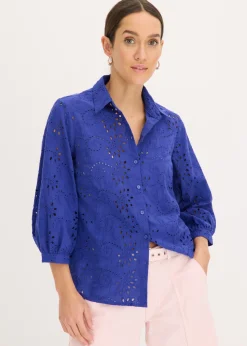 bonprix bonprix Blusa con bordado calado zafiro Outlet