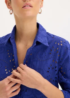 bonprix bonprix Blusa con bordado calado zafiro Outlet