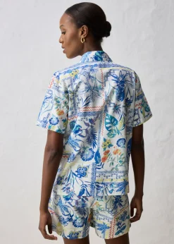 bonprix bonprix Blusa con contenido de seda Azul ártico Sale