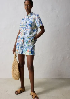 bonprix bonprix Blusa con contenido de seda Azul ártico Sale