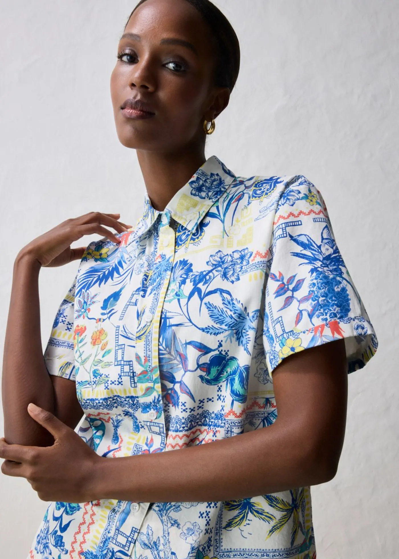 bonprix bonprix Blusa con contenido de seda Azul ártico Sale