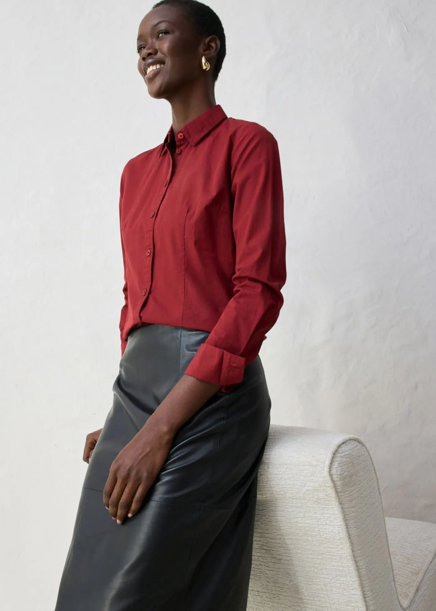 bonprix bonprix Blusa con contenido de seda rojo castaño Sale