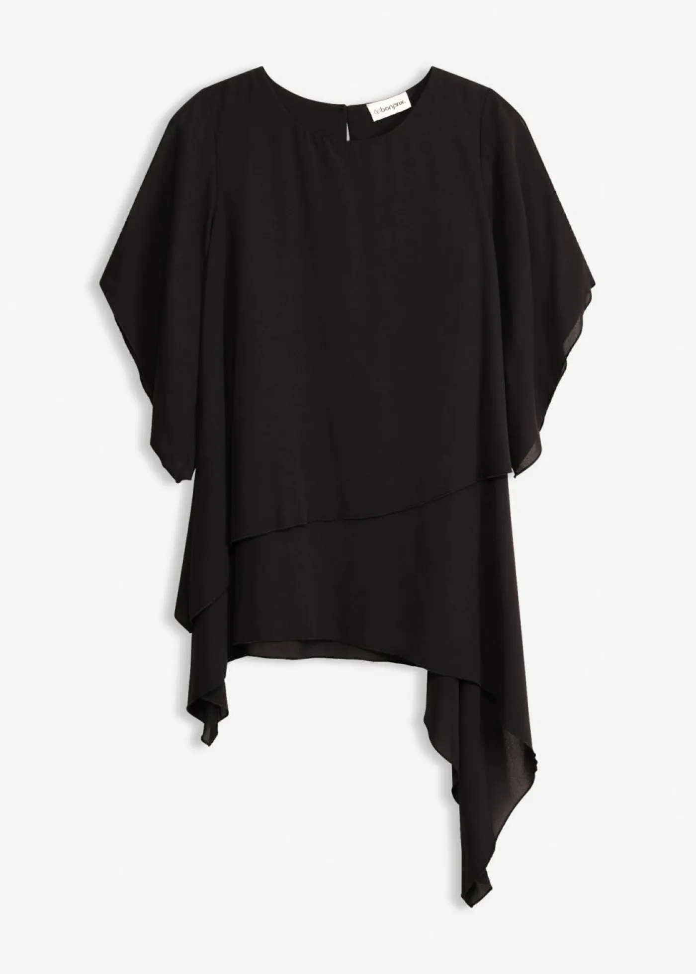 bonprix bonprix Blusa con cremallera con aspecto de capas Negro Clearance