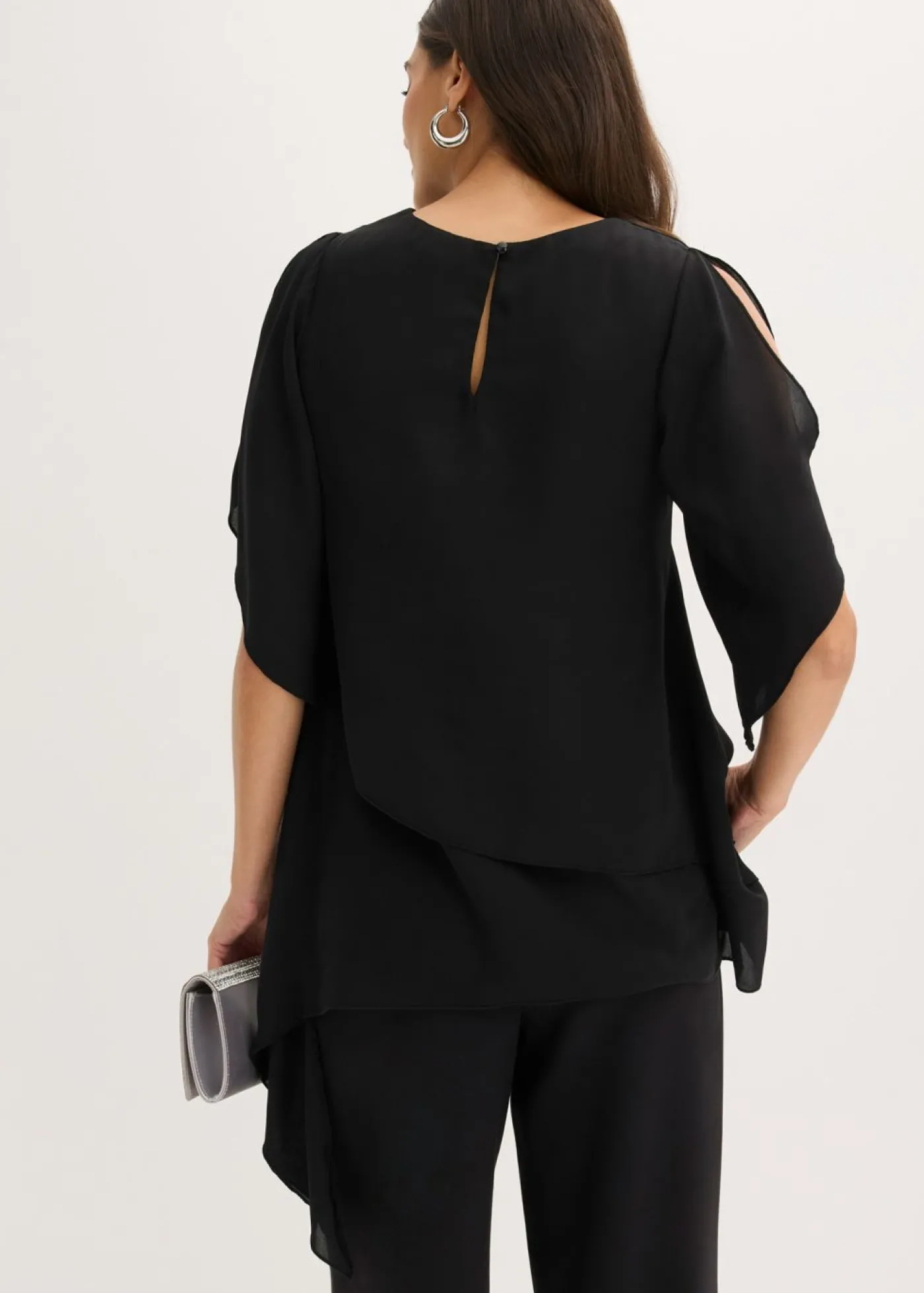 bonprix bonprix Blusa con cremallera con aspecto de capas Negro Clearance