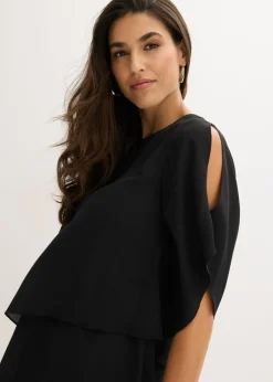 bonprix bonprix Blusa con cremallera con aspecto de capas Negro Clearance