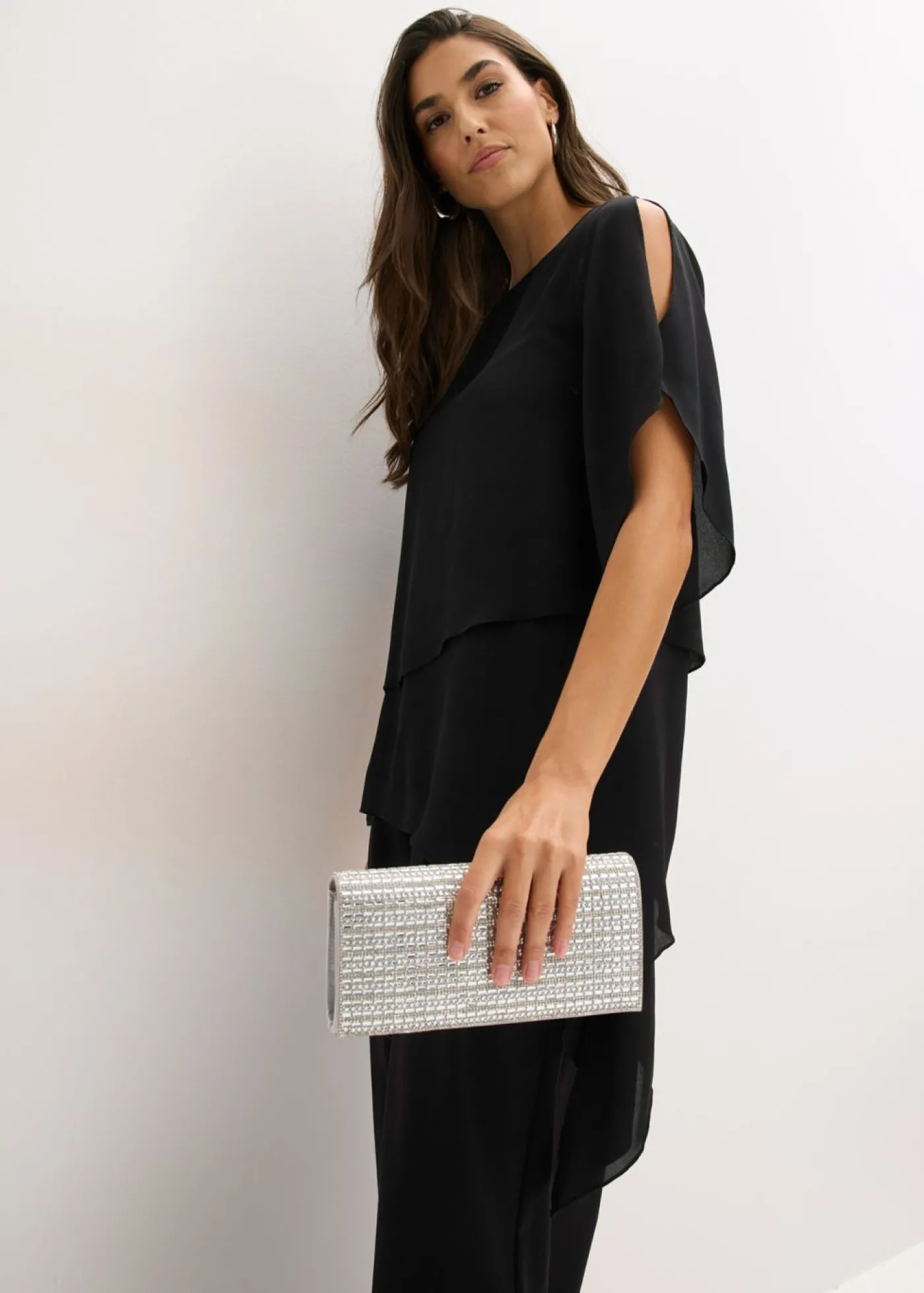 bonprix bonprix Blusa con cremallera con aspecto de capas Negro Clearance