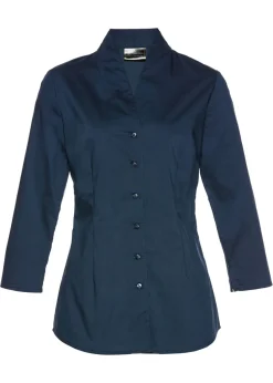 bonprix bonprix Blusa con cuello chimenea Azul oscuro Clearance