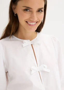 bonprix bonprix Blusa con detalle de lazo Blanco Online