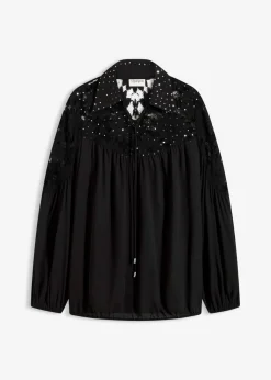 bonprix bonprix Blusa con encaje Negro Online
