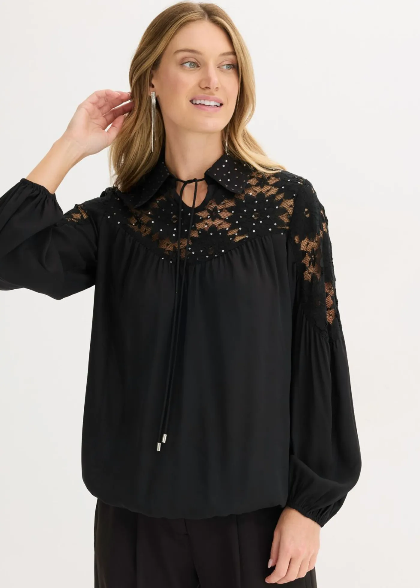 bonprix bonprix Blusa con encaje Negro Online