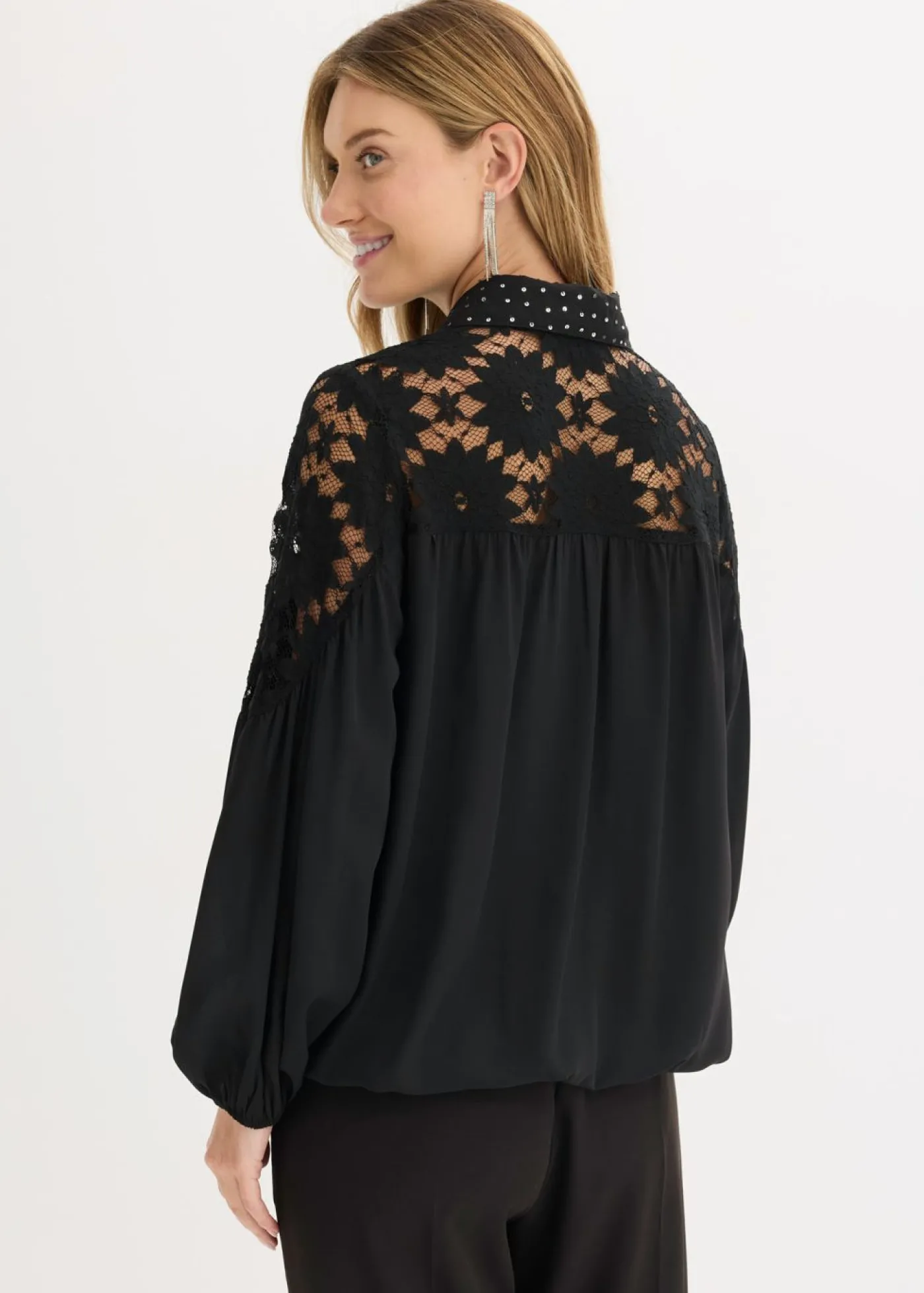 bonprix bonprix Blusa con encaje Negro Online