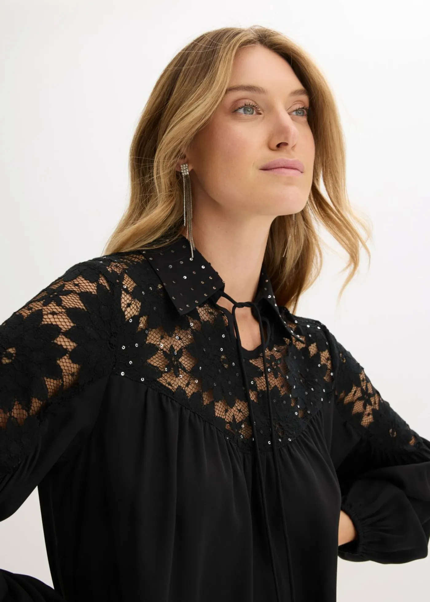bonprix bonprix Blusa con encaje Negro Online