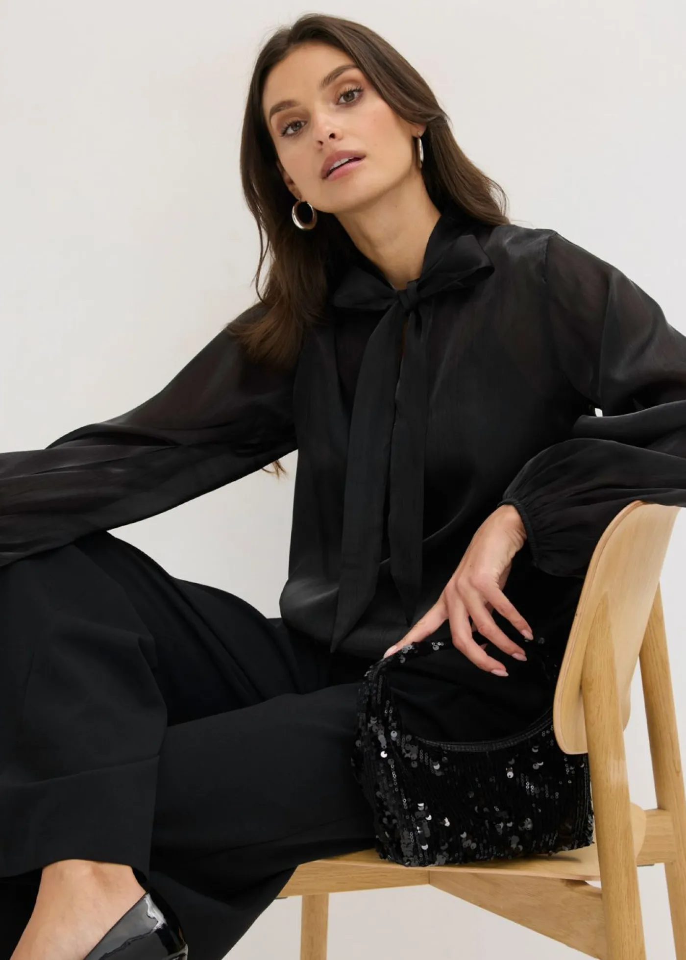 bonprix bonprix Blusa con lazo Negro Best