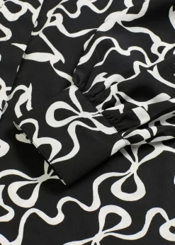 bonprix bonprix Blusa con lazo Negro-blanco estampado Clearance