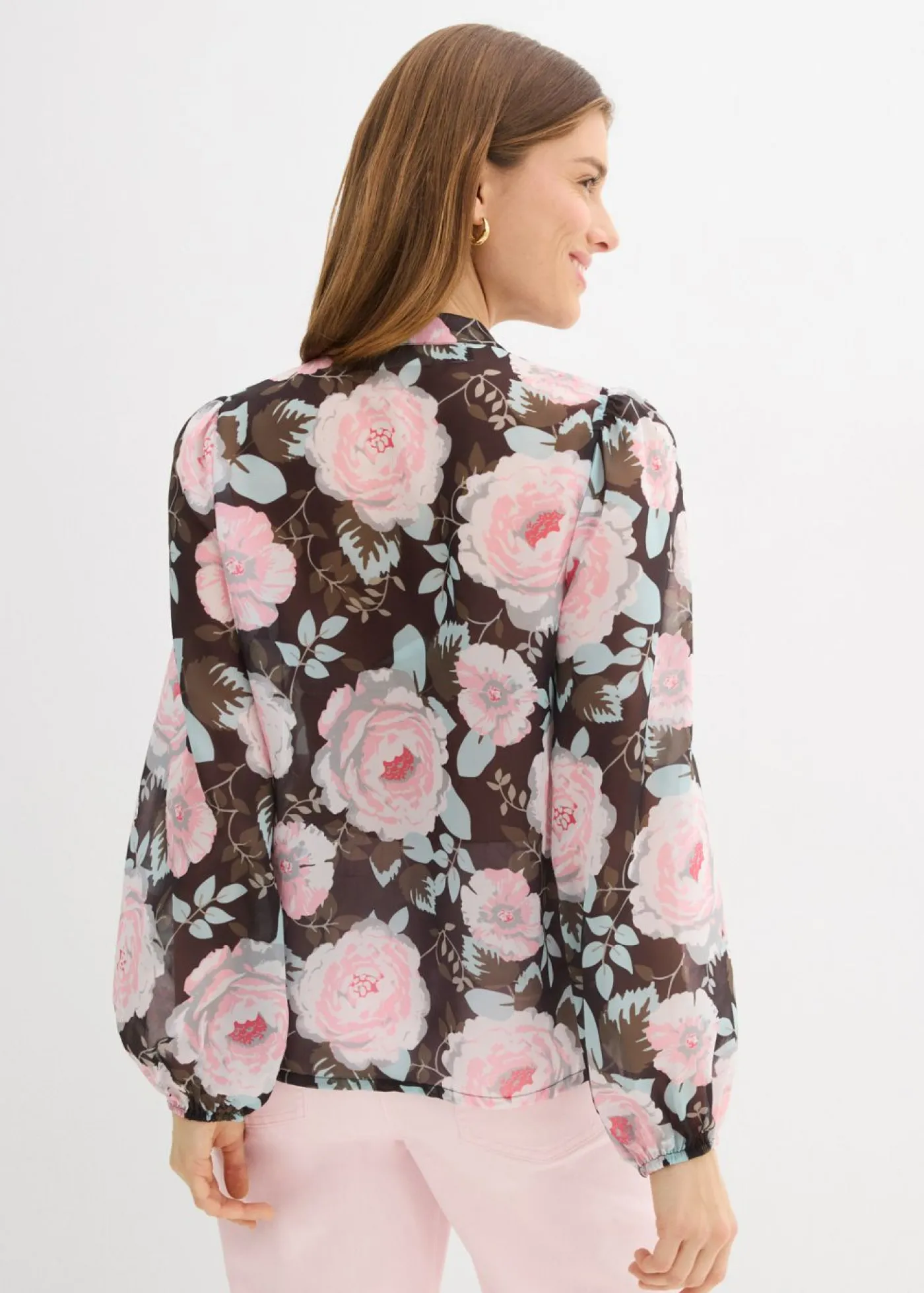 bonprix bonprix Blusa con lazo Negro de flores Best
