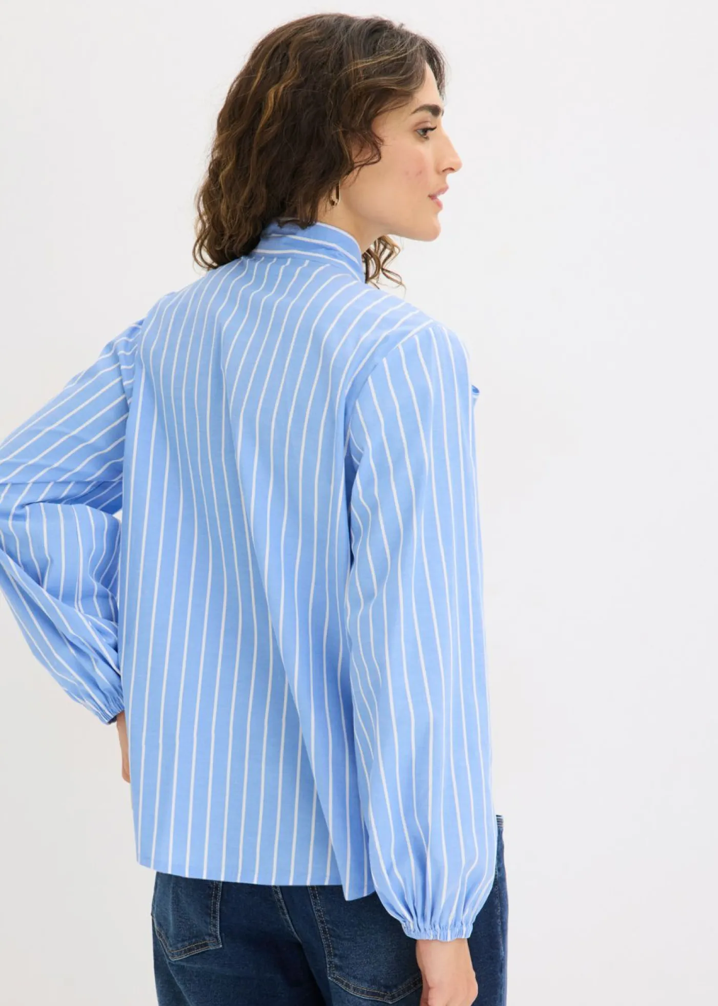 bonprix bonprix Blusa con lazo azul provenzal-blanco con rayas Clearance