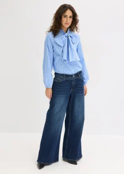 bonprix bonprix Blusa con lazo azul provenzal-blanco con rayas Clearance