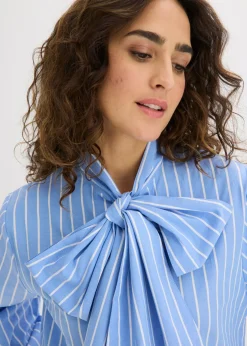 bonprix bonprix Blusa con lazo azul provenzal-blanco con rayas Clearance