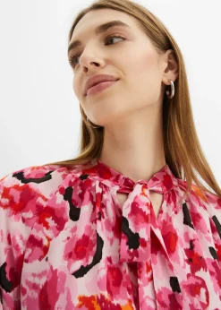 bonprix bonprix Blusa con lazo de gasa rosa caliente Hot