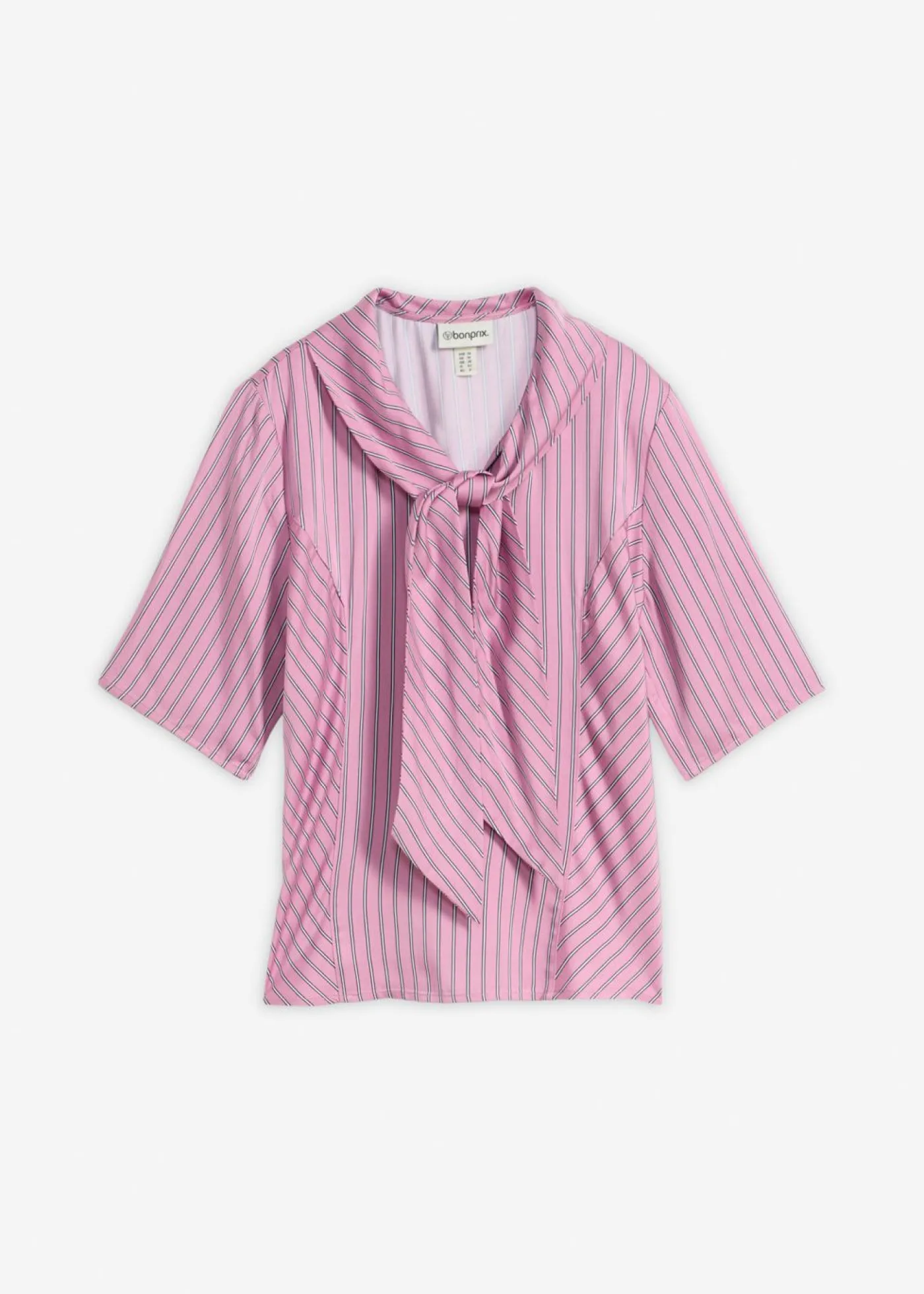bonprix bonprix Blusa con lazo de modal suave malva-azul marino-blanco con rayas