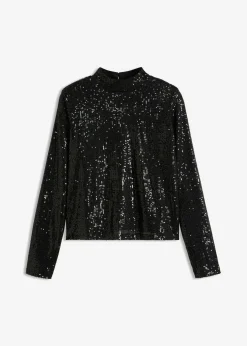 bonprix bonprix Blusa con lentejuelas Negro Online