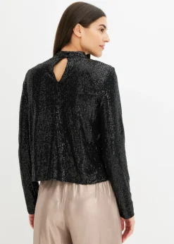 bonprix bonprix Blusa con lentejuelas Negro Online