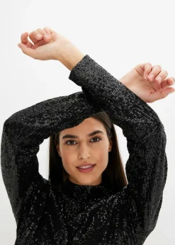 bonprix bonprix Blusa con lentejuelas Negro Online