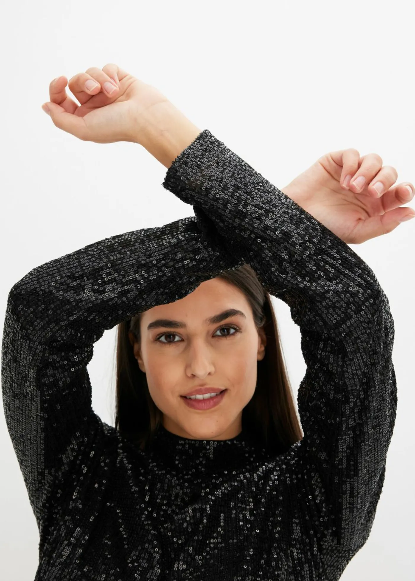 bonprix bonprix Blusa con lentejuelas Negro Online