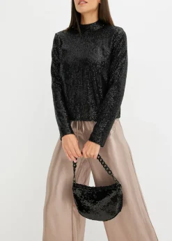 bonprix bonprix Blusa con lentejuelas Negro Online