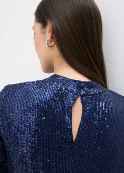 bonprix bonprix Blusa con lentejuelas Azul marino New