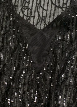 bonprix bonprix Blusa con lentejuelas y flecos Negro Clearance