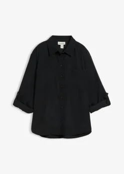 bonprix bonprix Blusa con mezcla de viscosa fluida Negro Clearance