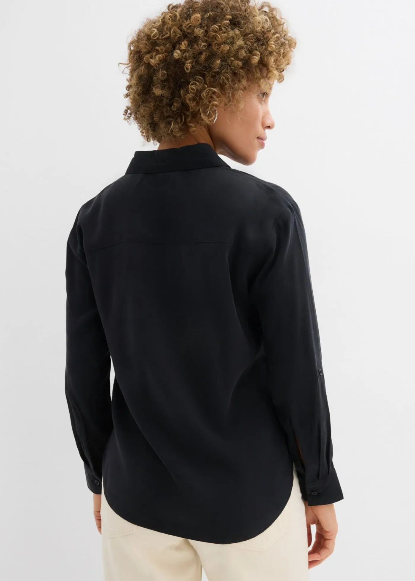bonprix bonprix Blusa con mezcla de viscosa fluida Negro Clearance