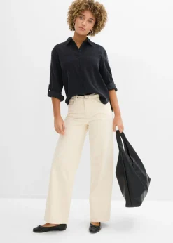 bonprix bonprix Blusa con mezcla de viscosa fluida Negro Clearance