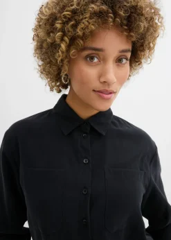 bonprix bonprix Blusa con mezcla de viscosa fluida Negro Clearance