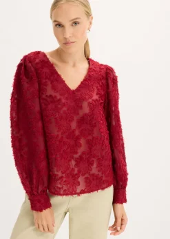 bonprix bonprix Blusa con patrón de flores estructurado Rojo Best