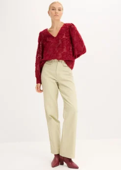 bonprix bonprix Blusa con patrón de flores estructurado Rojo Best